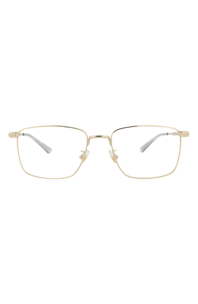 Montblanc 54mm Square Optical Glasses, Main, color, Gold Gold Transparent