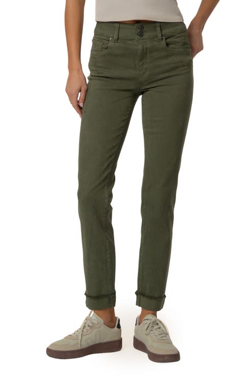 Amy Frayed Crop Slim Straight Leg Jeans (Tree) (Petite)