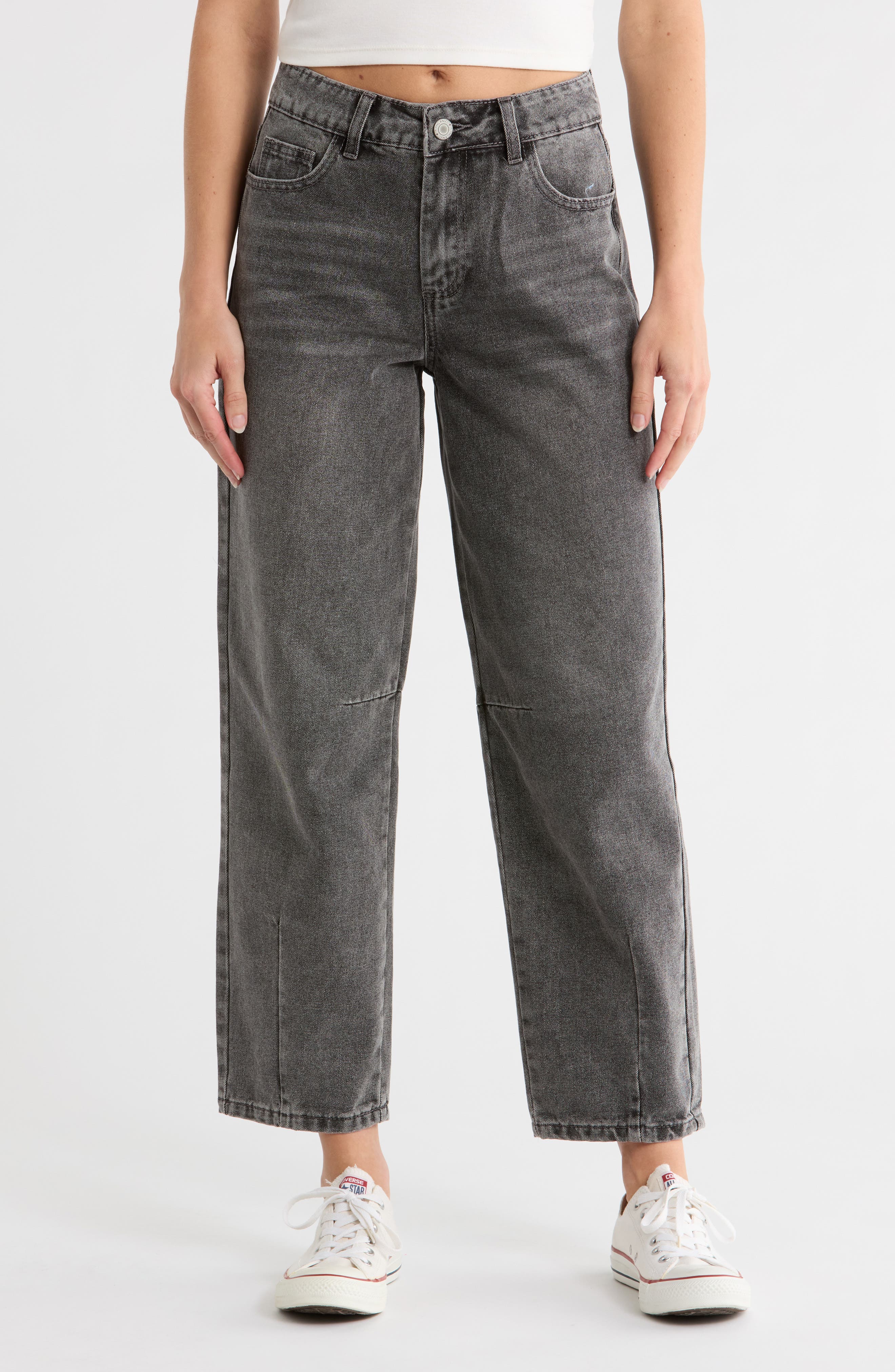 FLYING ANGEL Darted Barrel Leg Jeans