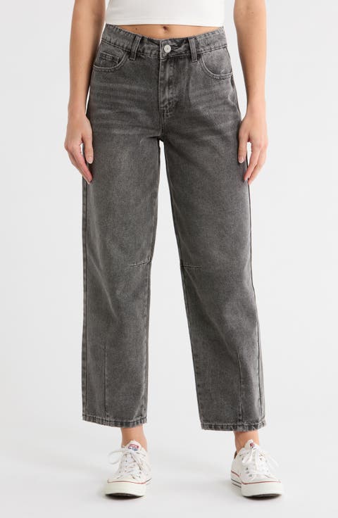 Darted Barrel Leg Jeans (Grey)