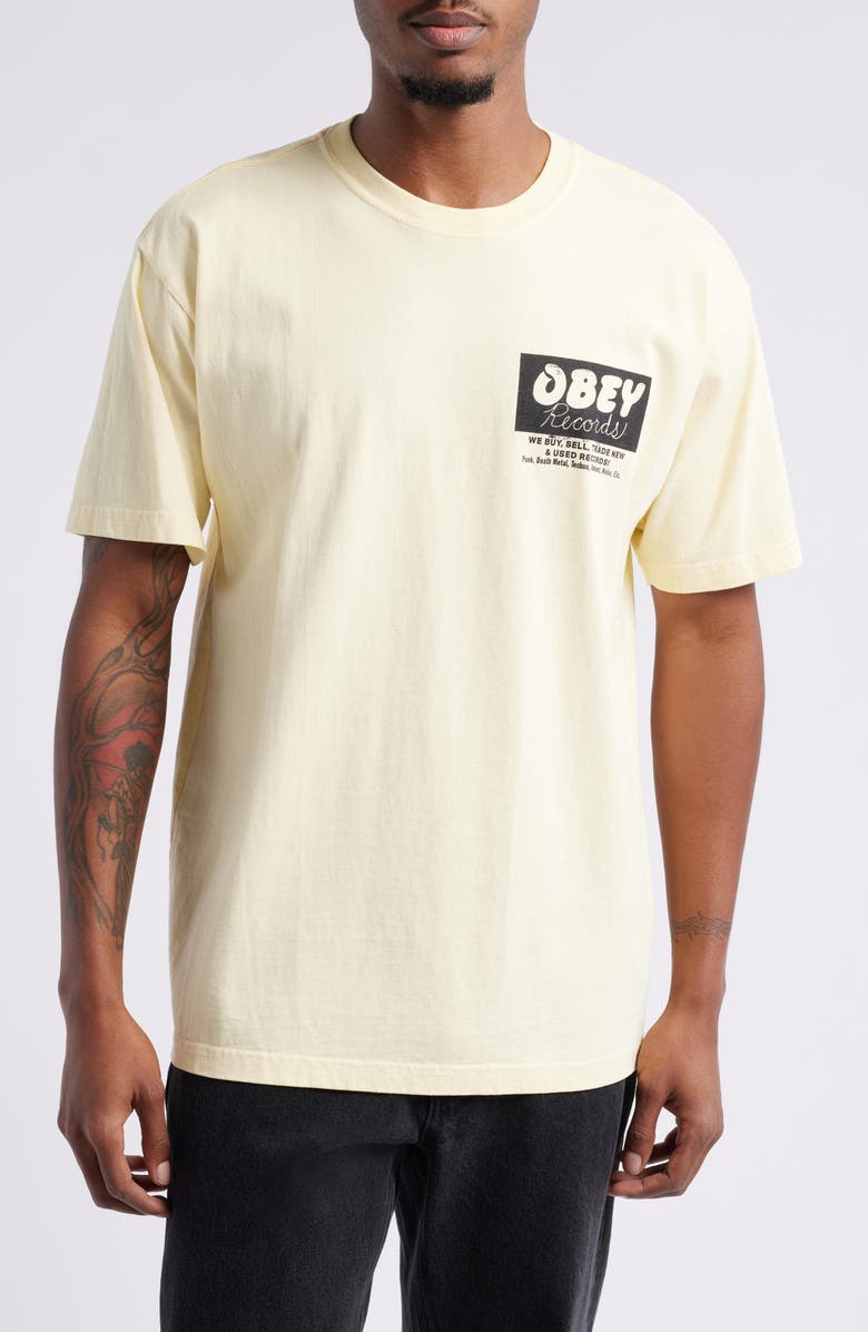 Obey Records Buy, Sell, Trade Graphic T-Shirt, Main, color, 