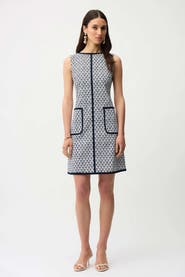 Joseph Ribkoff Millennium Geometric Print A-Line Dress With Contrast Trim