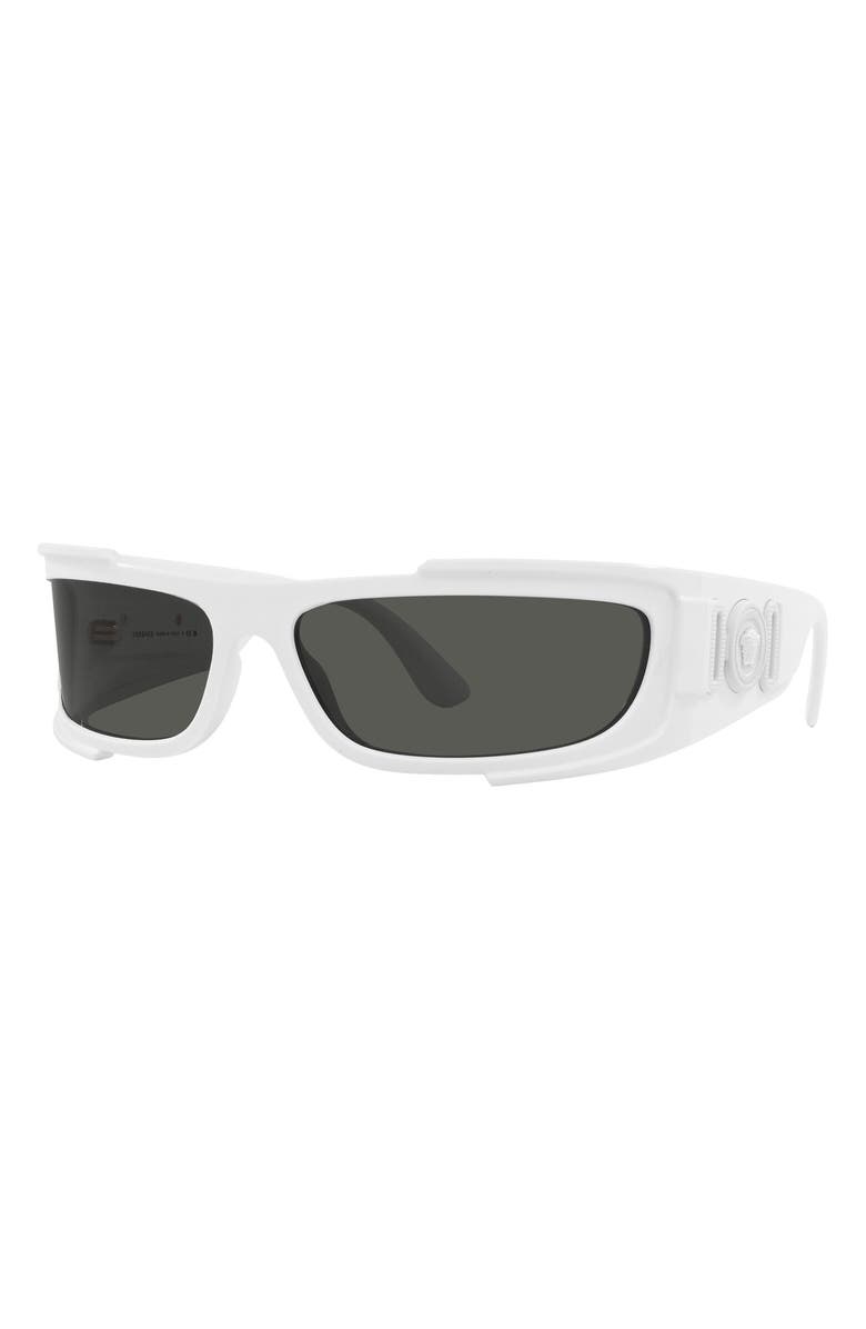 Versace 67mm Rectangular Sunglasses, Alternate, color, White