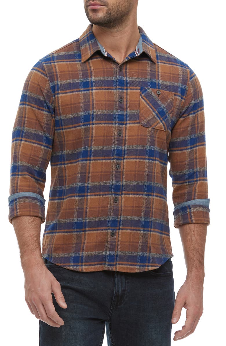 FLAG AND ANTHEM Ironwood Long Sleeve Plaid Single Pocket Flannel Shirt, Main, color, 