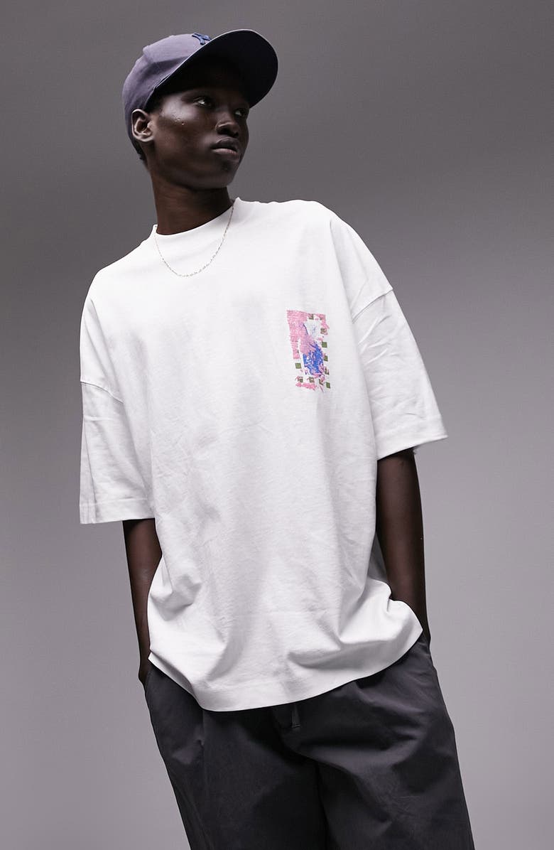 Topman Extreme Oversize Abstract Graphic T-Shirt, Main, color,