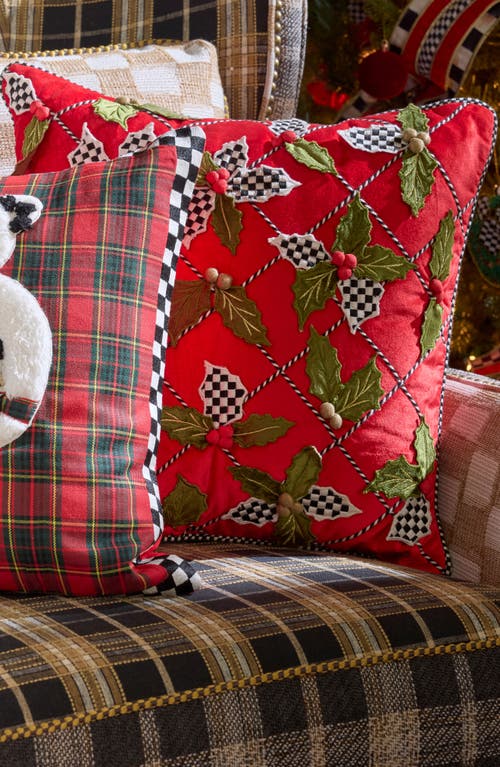 Mackenzie-childs Mackenzie Childs Holly Lattice Throw Pillow In Red