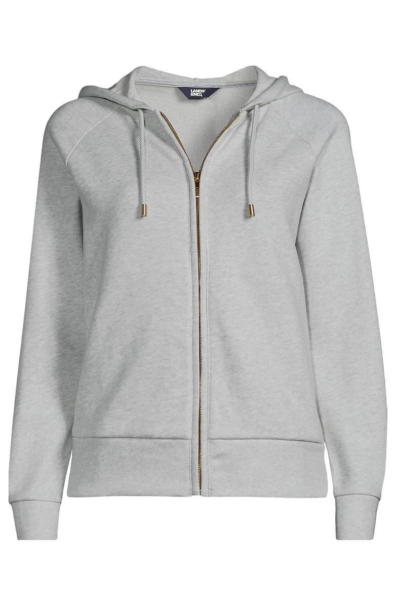 Lands' End Serious Sweats Relaxed Long Sleeve Full Zip Hoodie Sweatshirt, Alternate, color, Soft Light Gray Heather