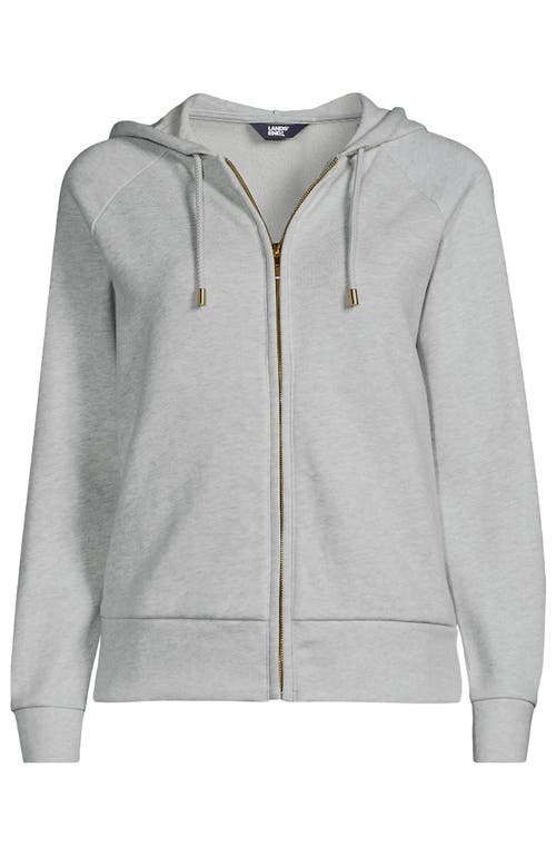 Lands' End Serious Sweats Relaxed Long Sleeve Full Zip Hoodie Sweatshirt In Soft Light Gray Heather