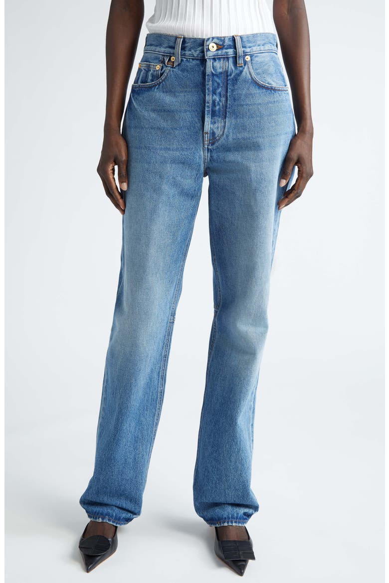 Le De-Nimes Droit Straight Leg Jeans, Main, color, BLUE/TABAC 33C