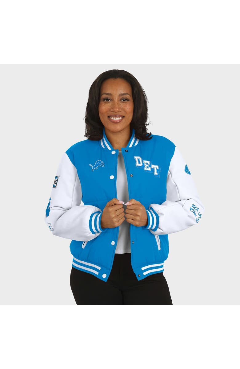 WEAR by Erin Andrews Women's WEAR by Erin Andrews Blue Detroit Lions Varsity Full-Snap Puffer Jacket, Alternate, color, Blue