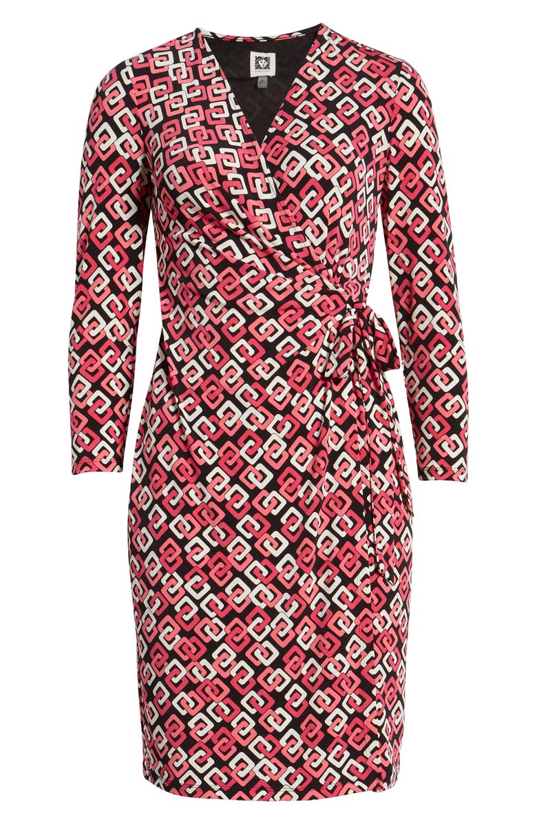 Anne Klein Print Long Sleeve Wrap Dress, Alternate, color, 