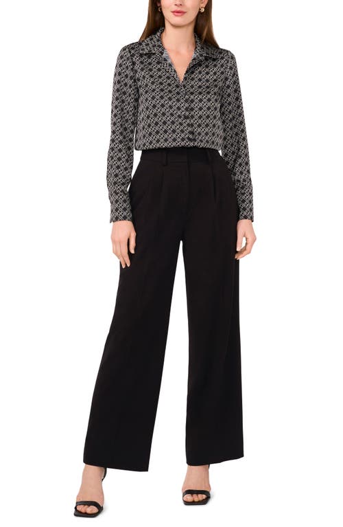 Halogen ® Long Sleeve Satin Button-up Shirt In Black