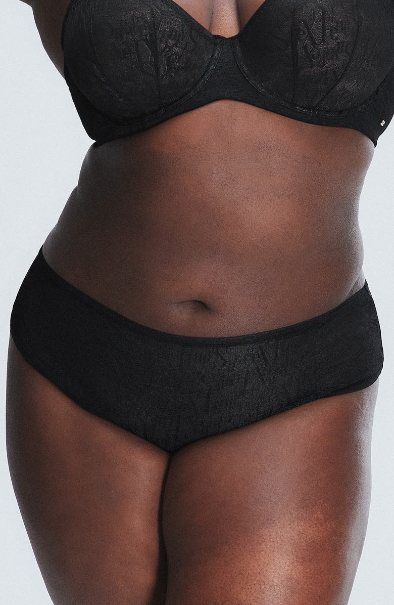 SAVAGE X FENTY Signature Script Cheeky Briefs, Alternate, color, Black Caviar