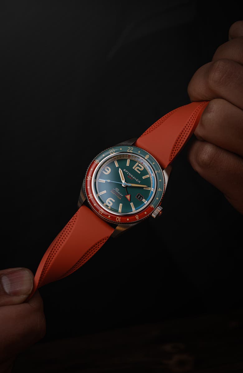 SPINNAKER Fleuss GMT Automatic Bracelet Watch, 43mm, Alternate, color, Green