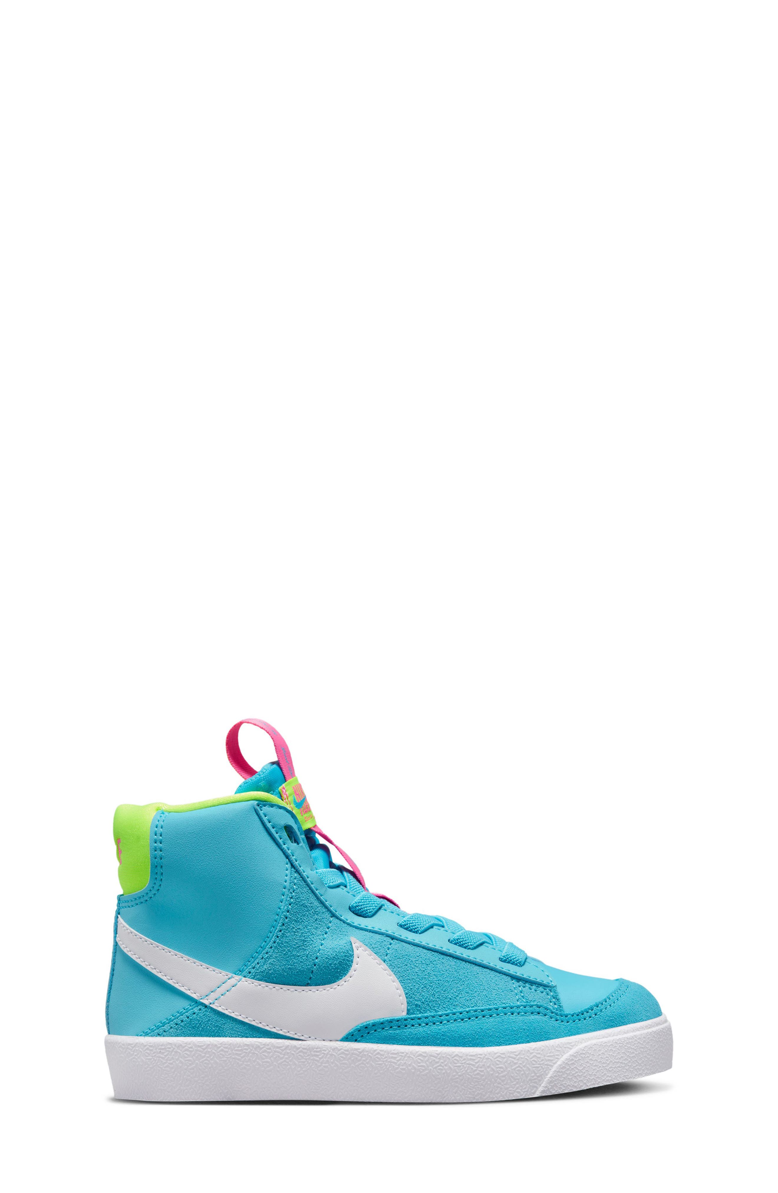 Nike Kids' Blazer Mid '77 SE Sneaker, Alternate, color, Baltic Blue/ White/ Pink/ Volt