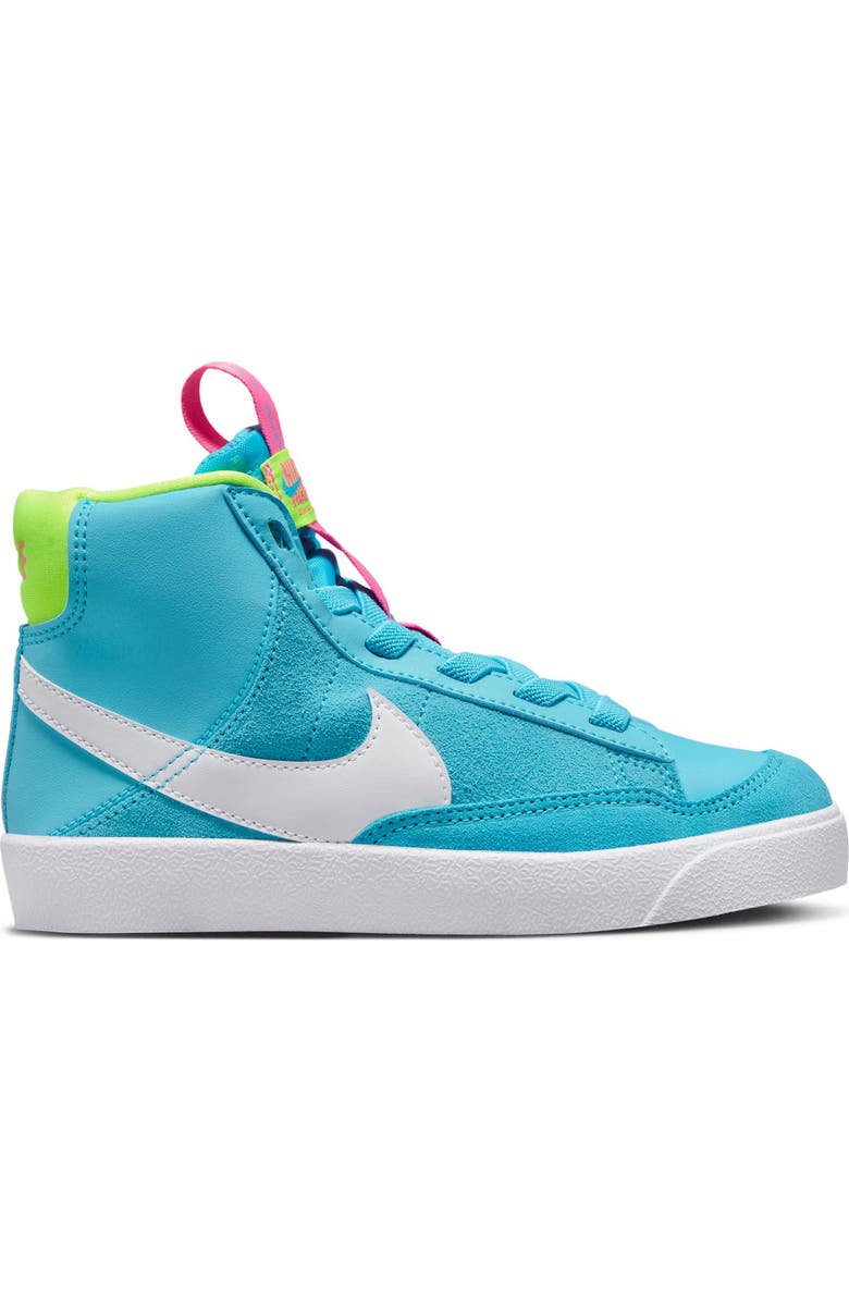 Nike Kids' Blazer Mid '77 SE Sneaker, Alternate, color, Baltic Blue/ White/ Pink/ Volt