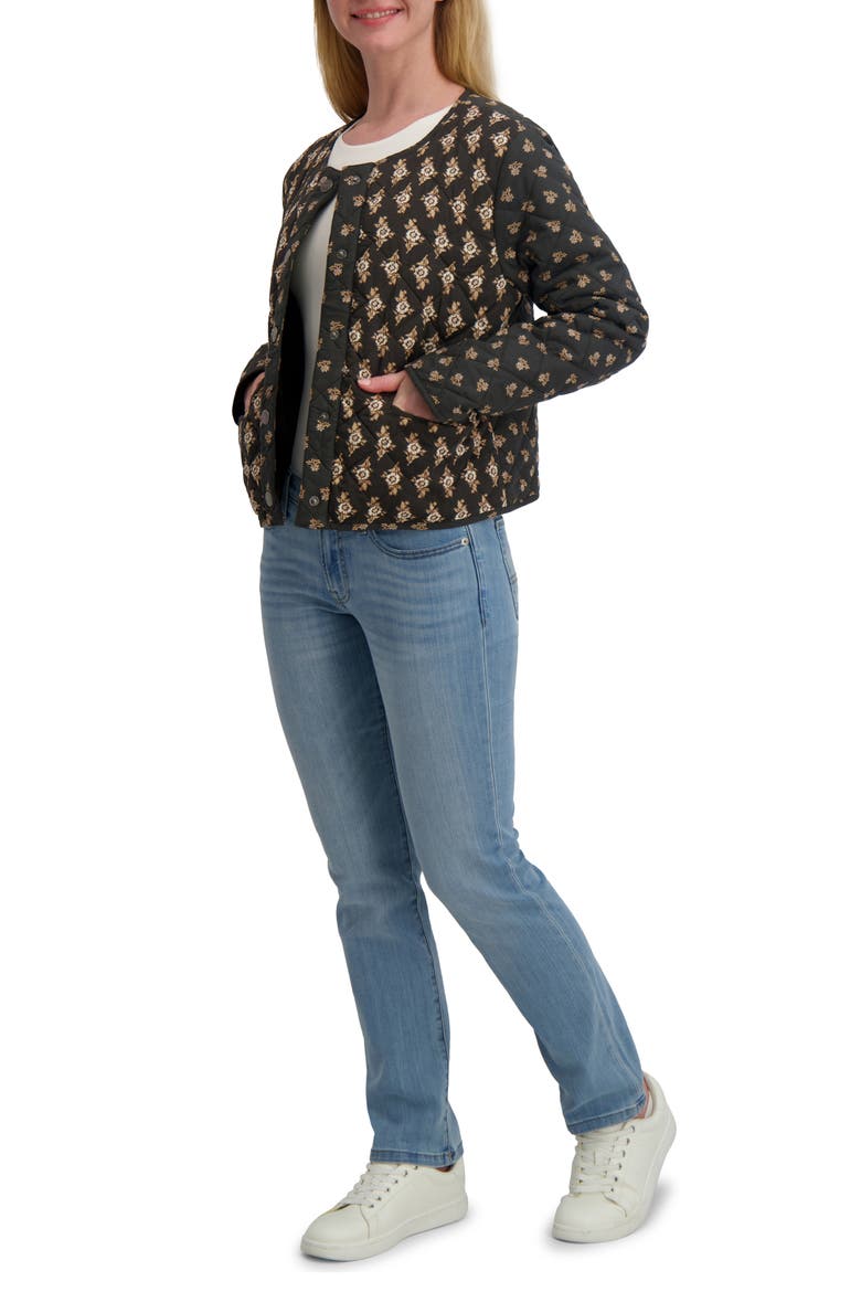 Diamond Quilted Jacket, Alternate, color, BLACK FLORAL