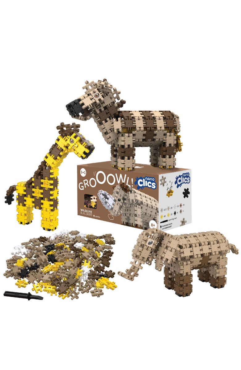 Mukikim Nano Clics Wildlife 250, construction toys for children ages 8 and up, creative educational toys in a 250 piece set, building blocks for girls and boys, durable toys, Main, color, Multi