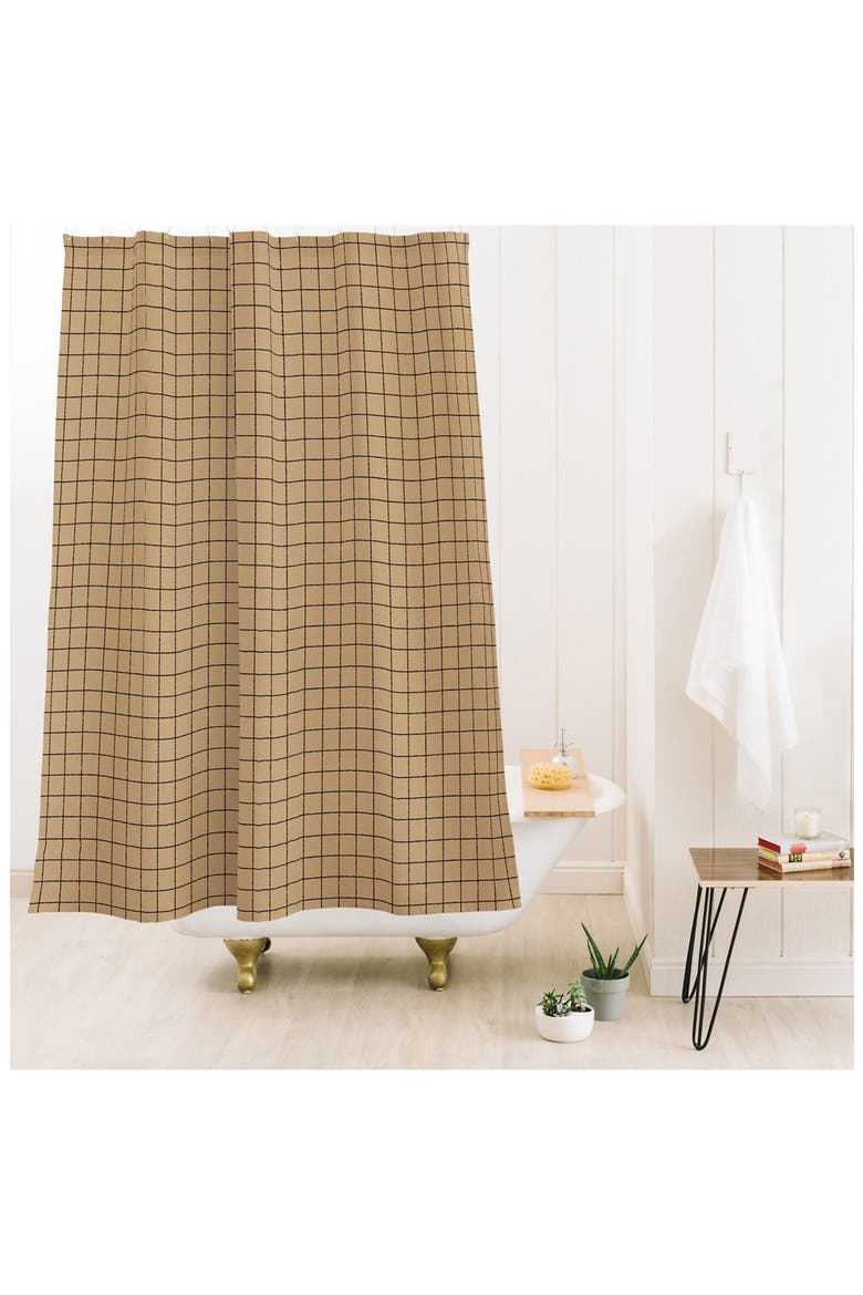 Kraft Grid Shower Curtain, Alternate, color, BEIGE