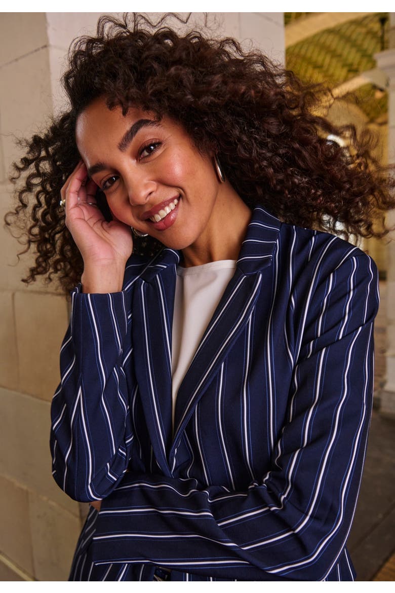 Bi Stretch Shaped Blazer, Alternate, color, NAVY TAILORED STRIPE