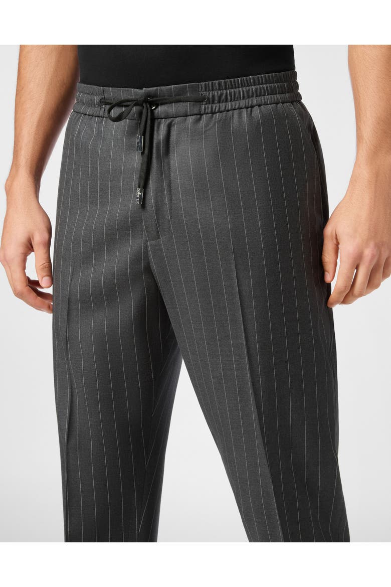 Wool Pinstripe Jogging Trousers Men, Alternate, color, grey