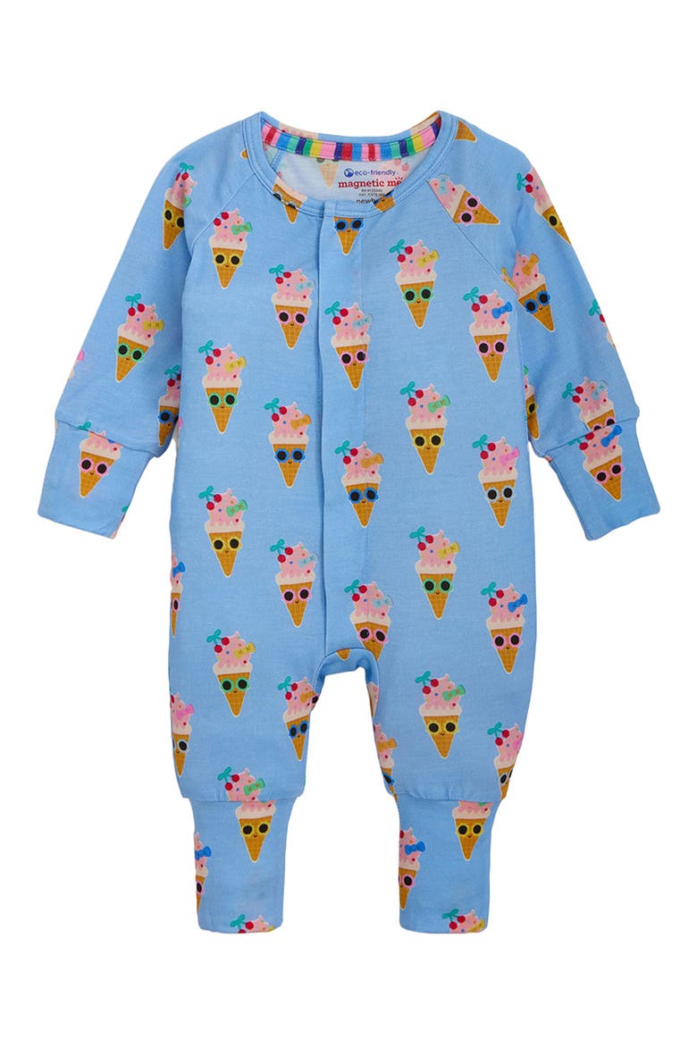 Print Convertible Magnetic Footie, Main, color, BLUE