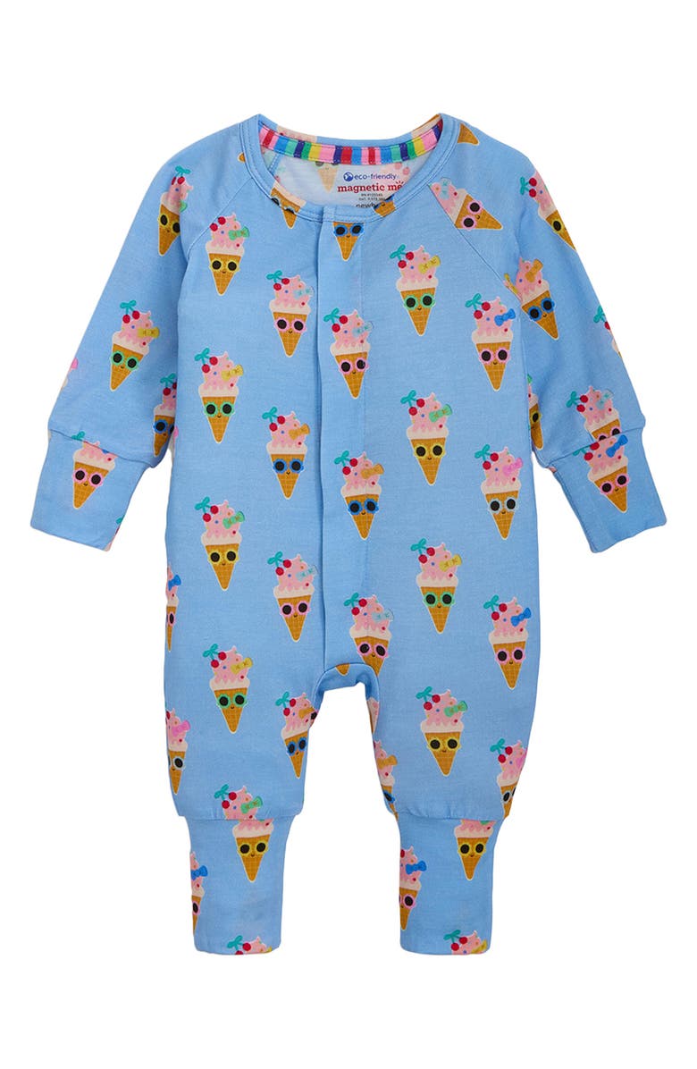 Magnetic Me Print Convertible Magnetic Footie, Main, color, Blue
