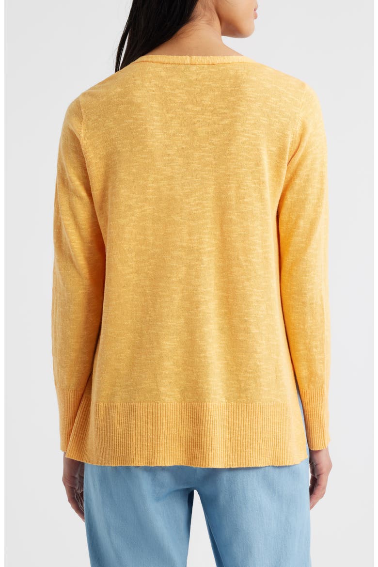 Organic Linen & Organic Cotton V-Neck Sweater, Alternate, color, CANTALOUPE