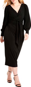 ELOQUII Cross Front Midi Dress