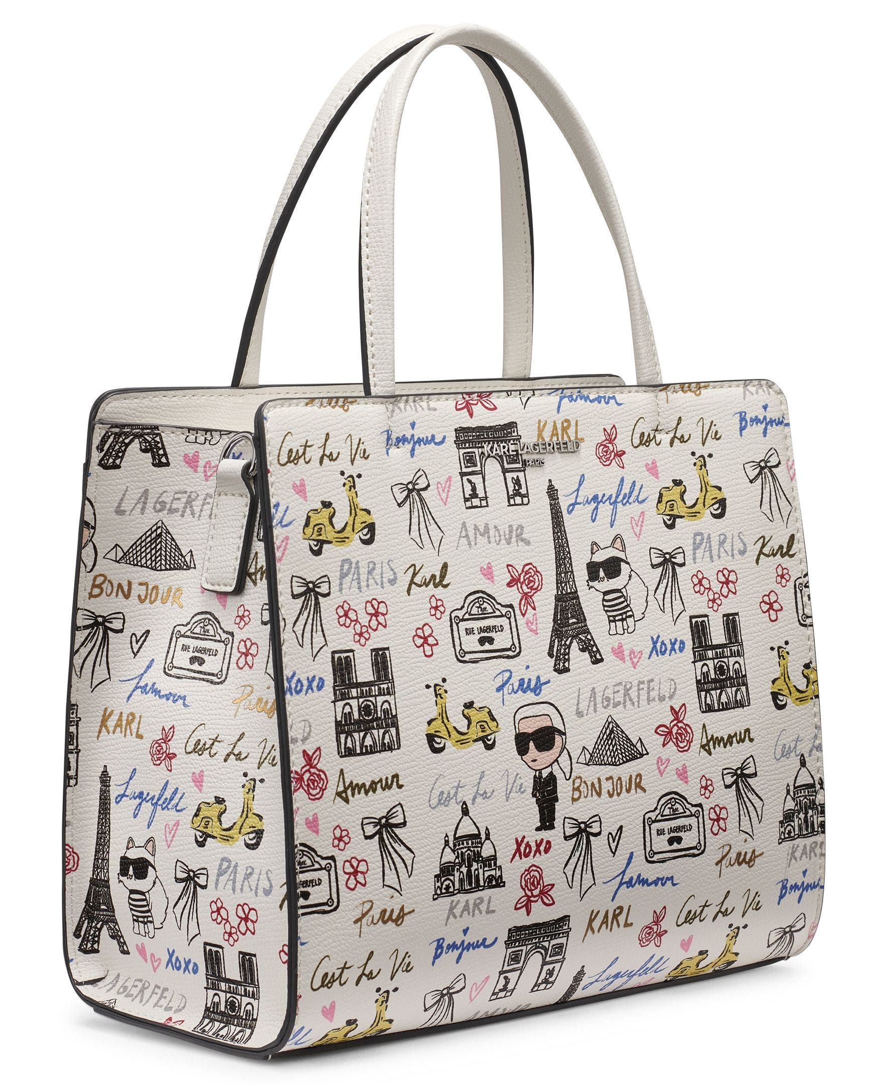 KARL LAGERFELD PARIS Maybelle Satchel, Alternate, color, White Multi