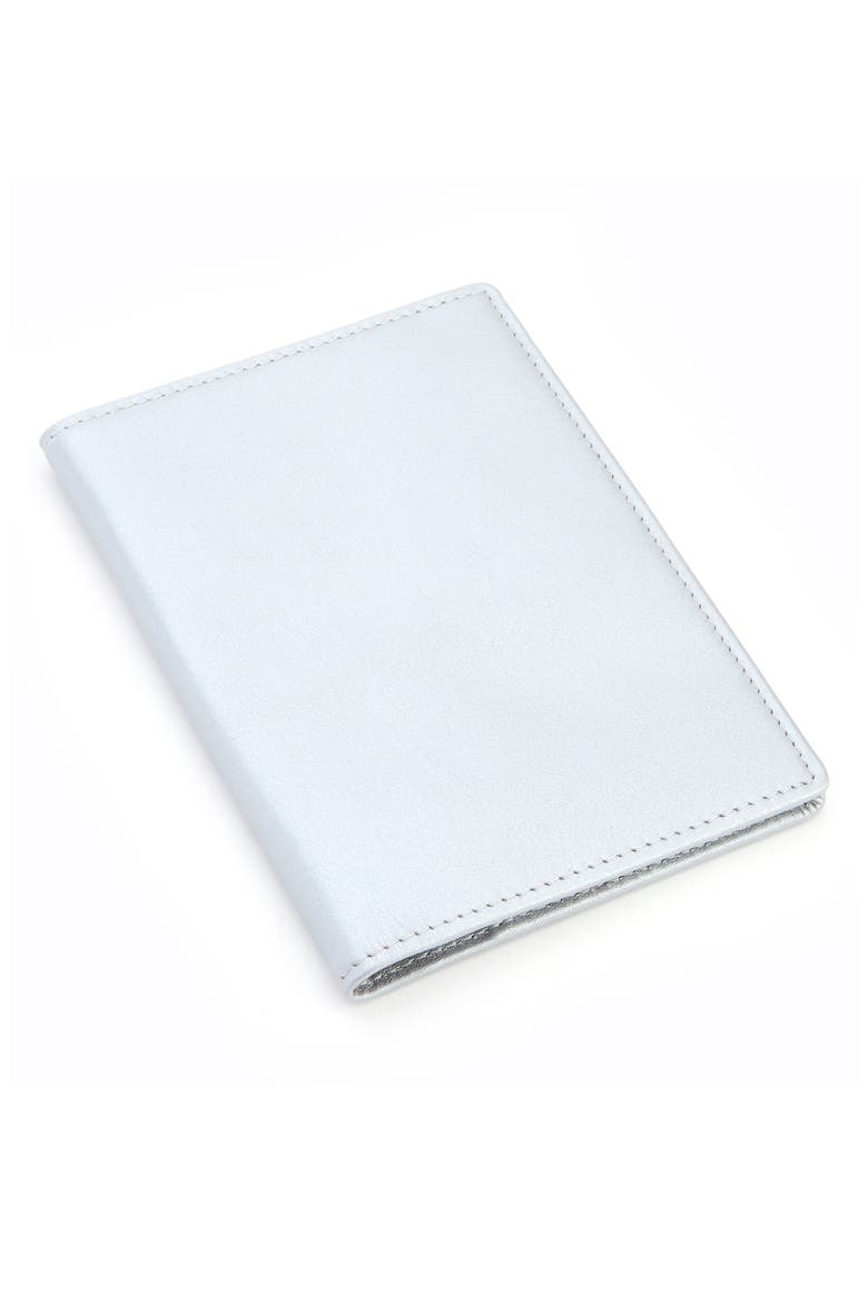 RFID Leather Passport Case, Alternate, color, SILVER