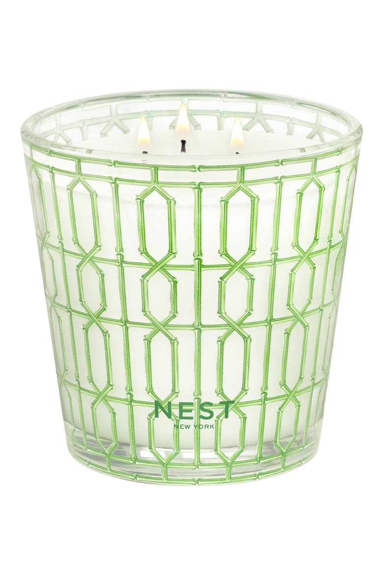 Bamboo Decorative 3-Wick Candle, Alternate, color, GREEN