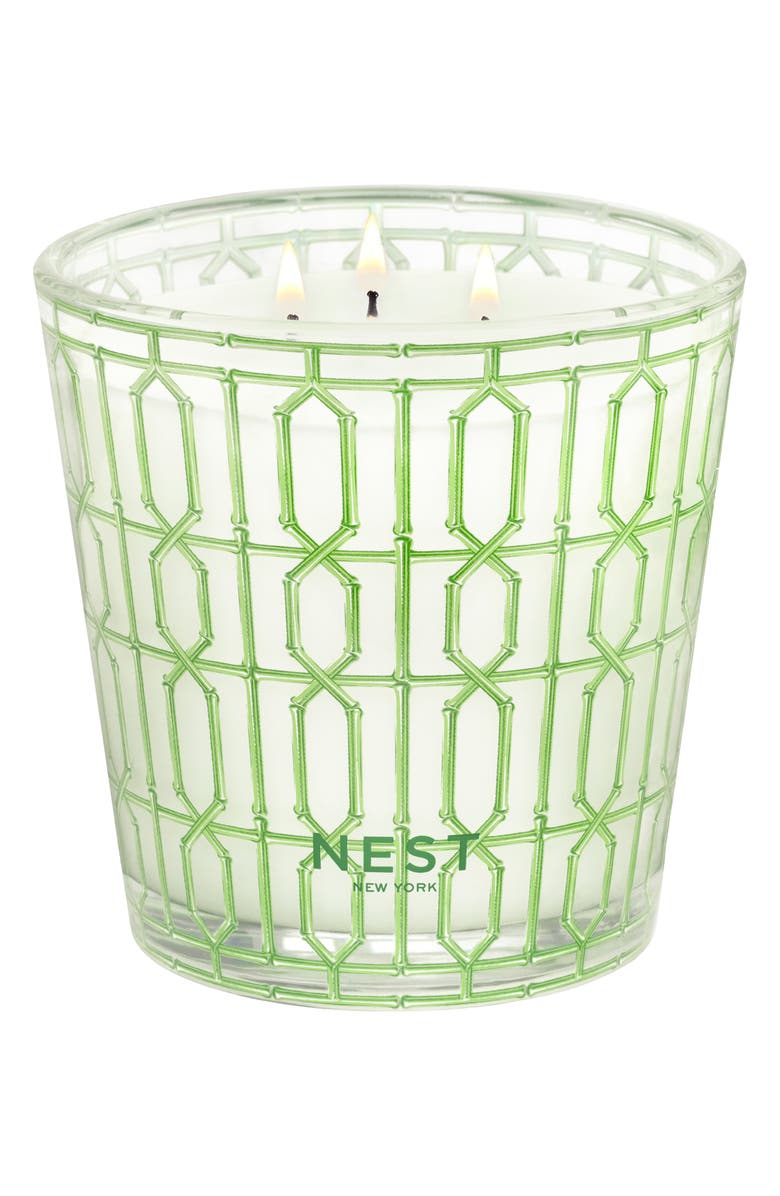 NEST New York Bamboo Decorative 3-Wick Candle, Alternate, color, Green