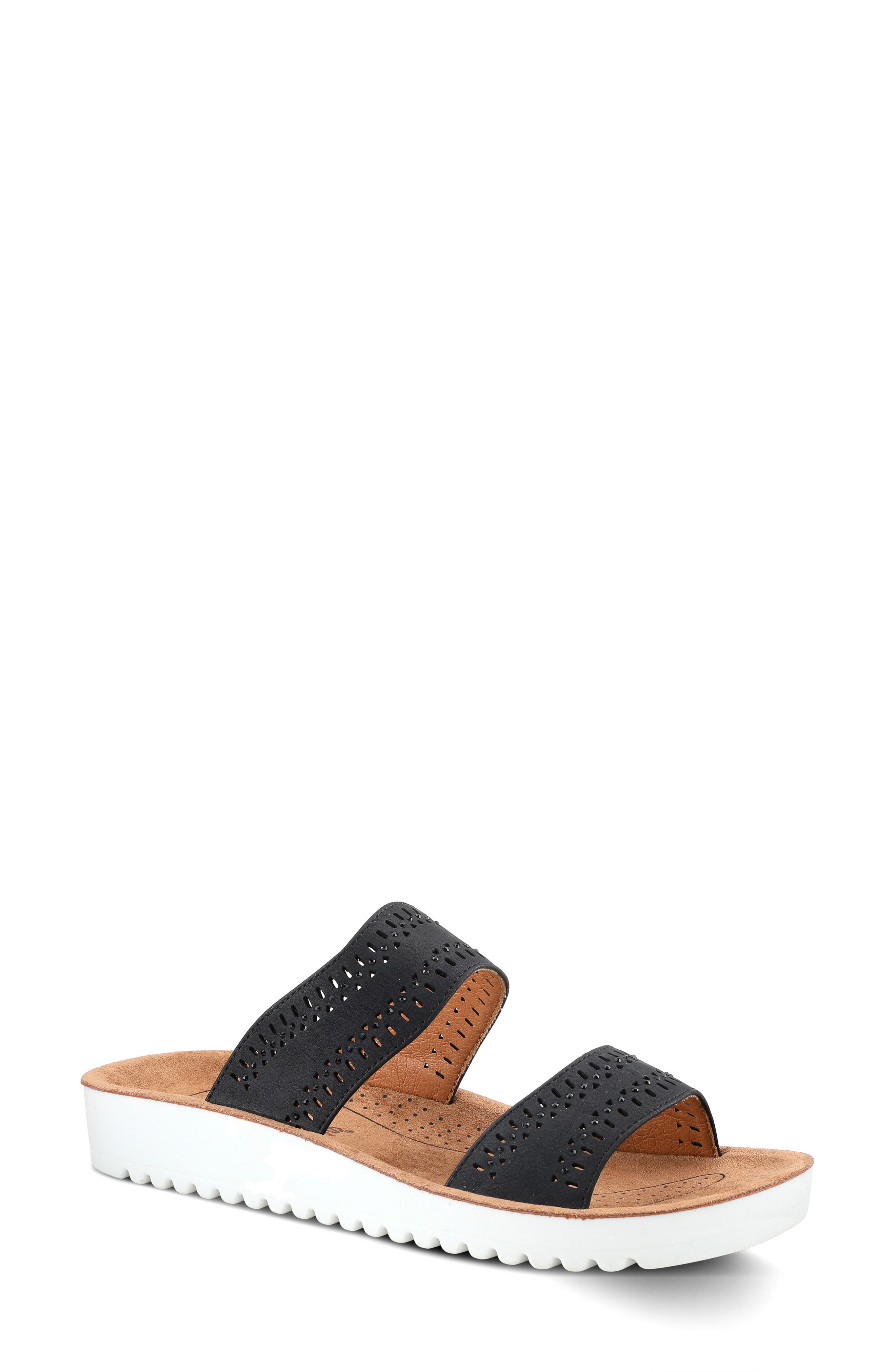 Flexus by Spring Step Bayshore Crystal Cutout Slide Sandal, Main, color, Black