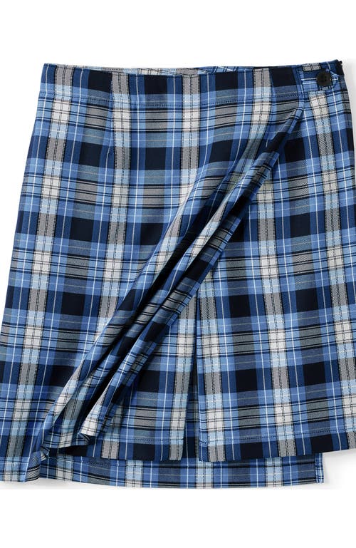 Lands' End School Uniform Plaid A Line Tab Skort Top Of Knee In Multi