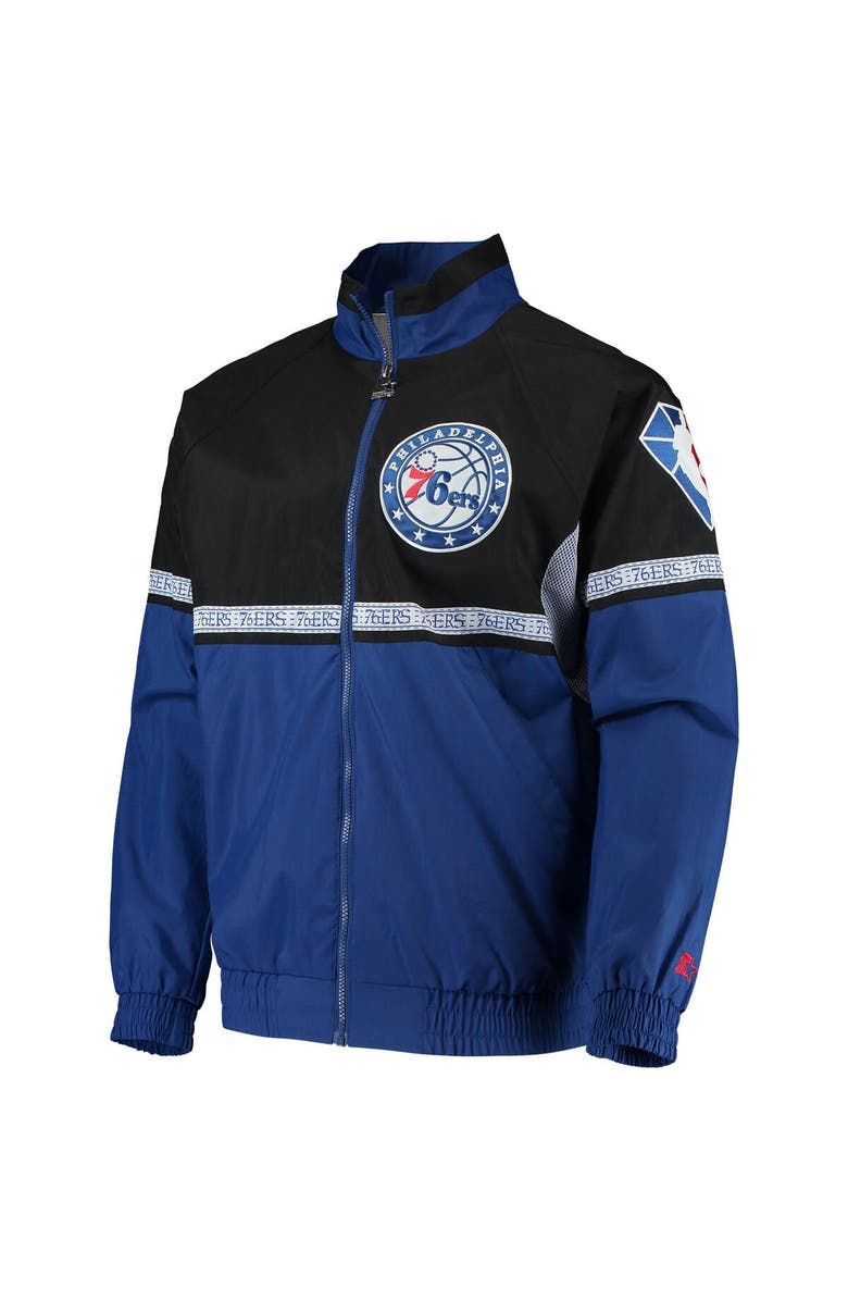 STARTER Men's Starter Black/Royal Philadelphia 76ers NBA 75th Anniversary Academy II Full-Zip Jacket, Alternate, color,