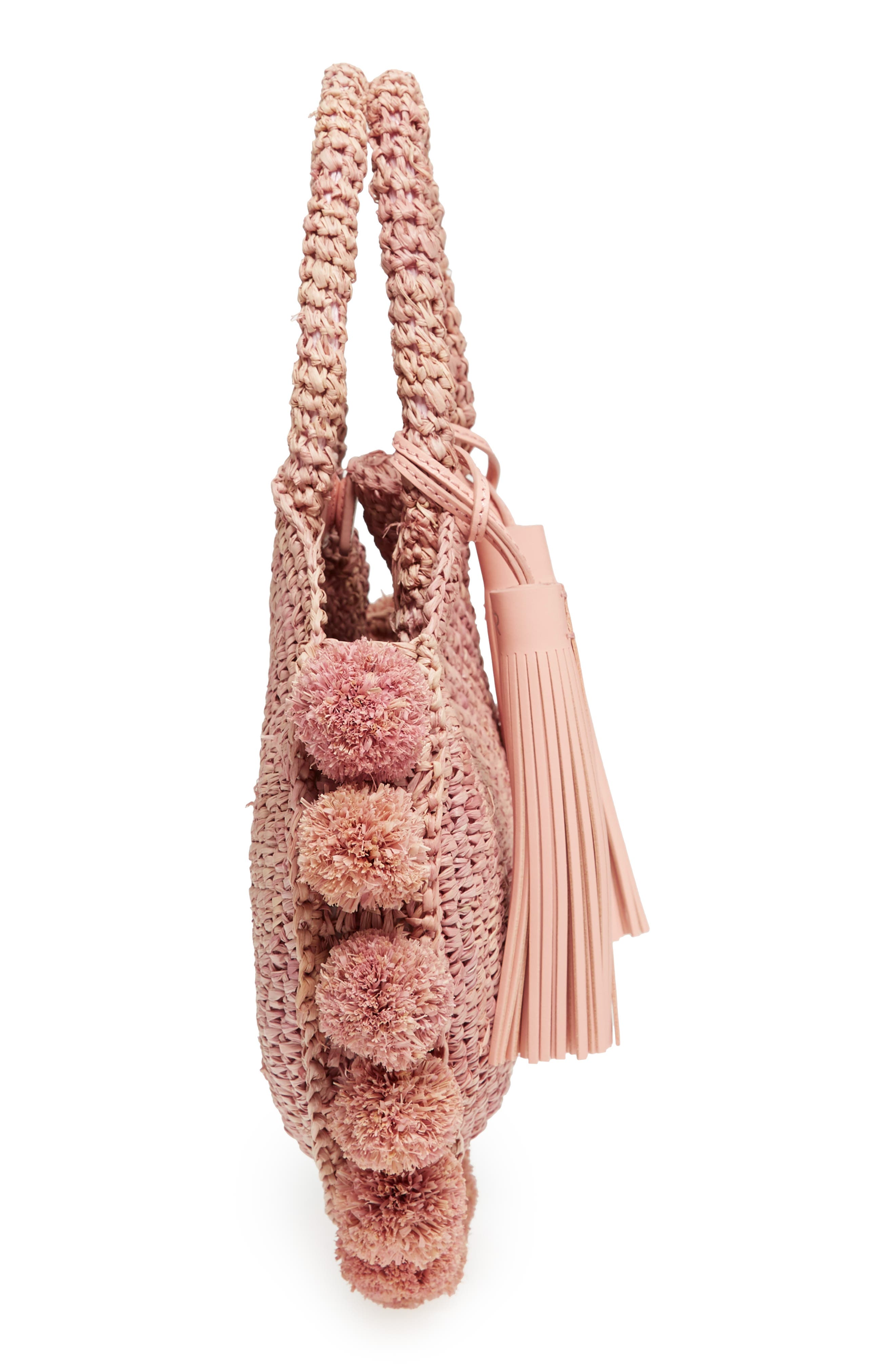 Straw Circle Tote, Alternate, color, BALLET