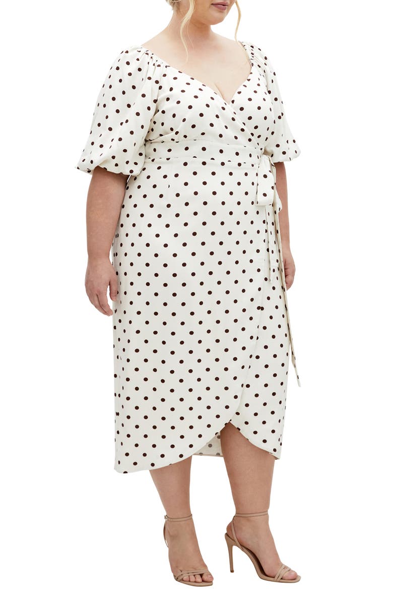 City Chic Claudine Faux Wrap Chiffon Midi Dress, Alternate, color, Sweet Spot