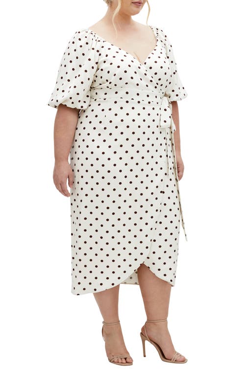 City Chic Claudine Faux Wrap Chiffon Midi Dress In Sweet Spot