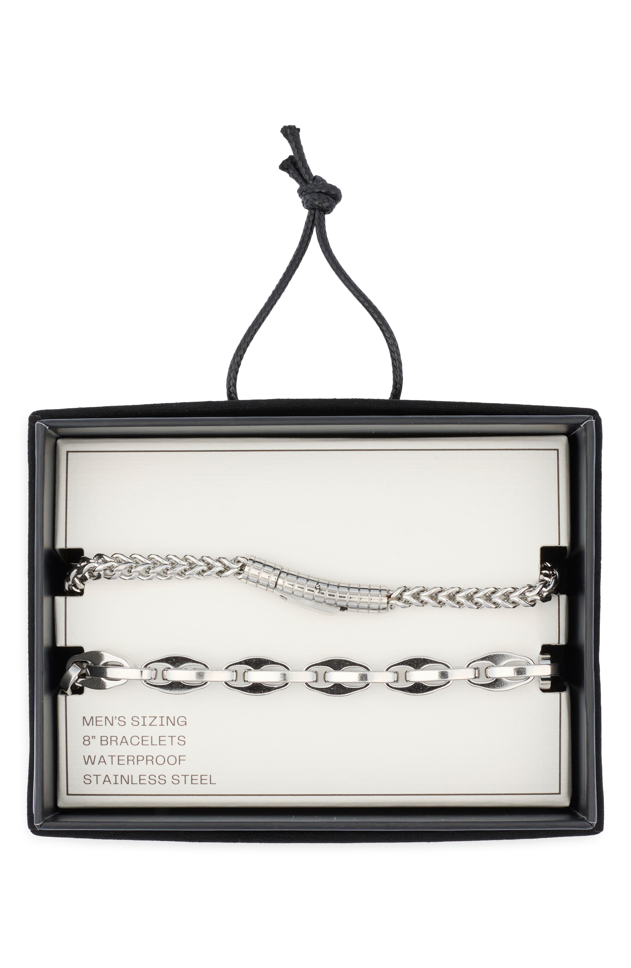 NORDSTROM RACK Men's Stainless Steel Bracelet Set