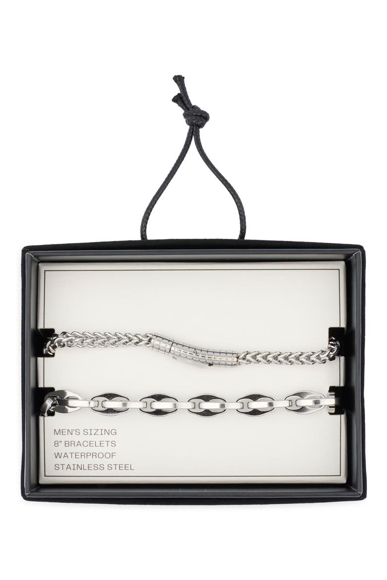 Men's Stainless Steel Bracelet Set, Main, color, STAINLESS