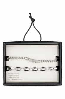 NORDSTROM RACK Men's Stainless Steel Bracelet Set