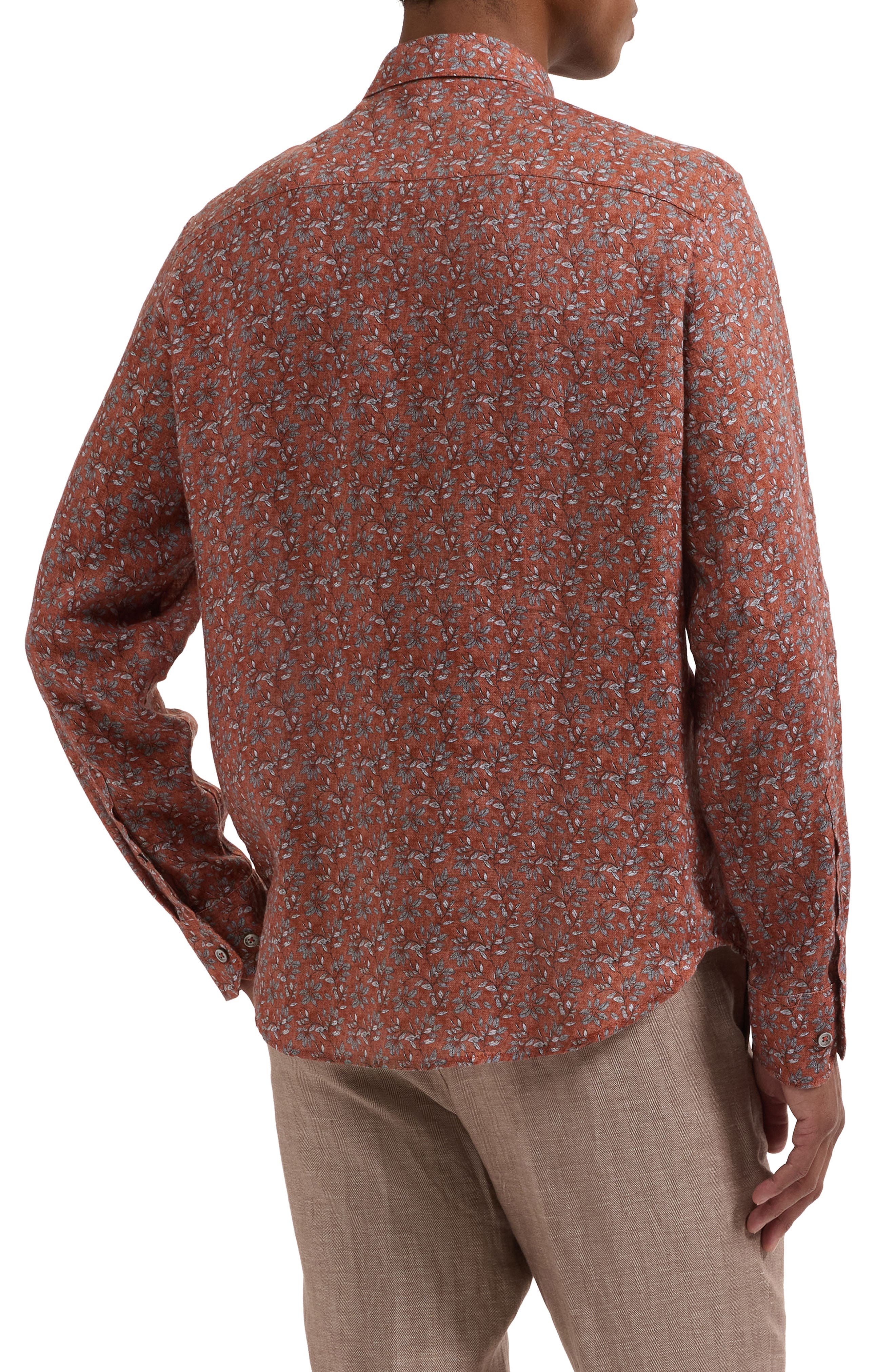 Julian Shaped Fit Floral Linen Button-Up Shirt - image 2