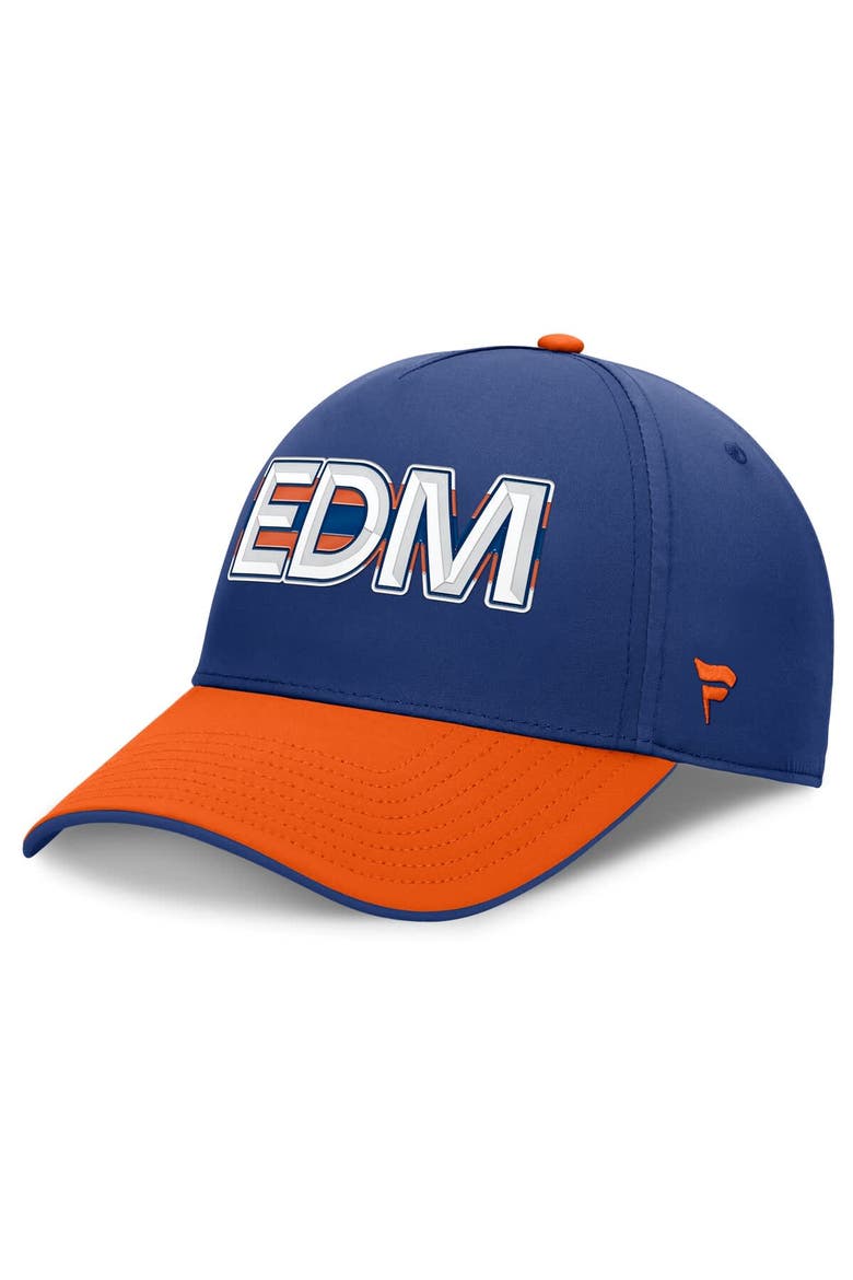 Men's Fanatics Royal/Orange Edmonton Oilers Authentic Pro Rink Team Code Flex Hat, Main, color, Royal