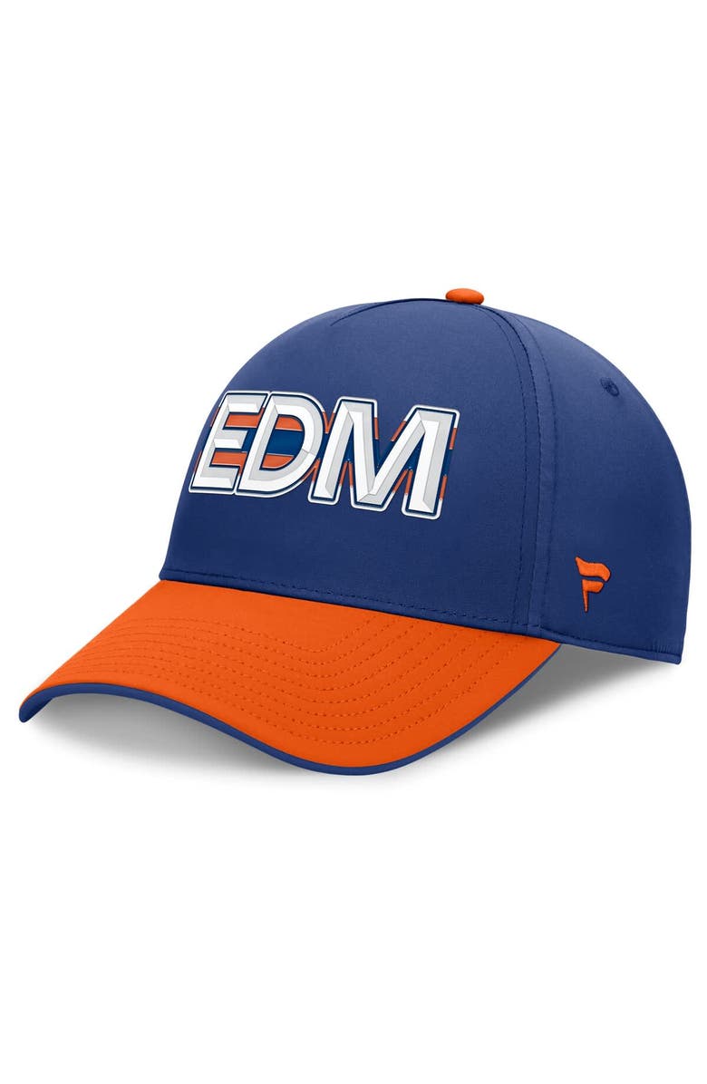 FANATICS Men's Fanatics Royal/Orange Edmonton Oilers Authentic Pro Rink Team Code Flex Hat, Main, color, Royal