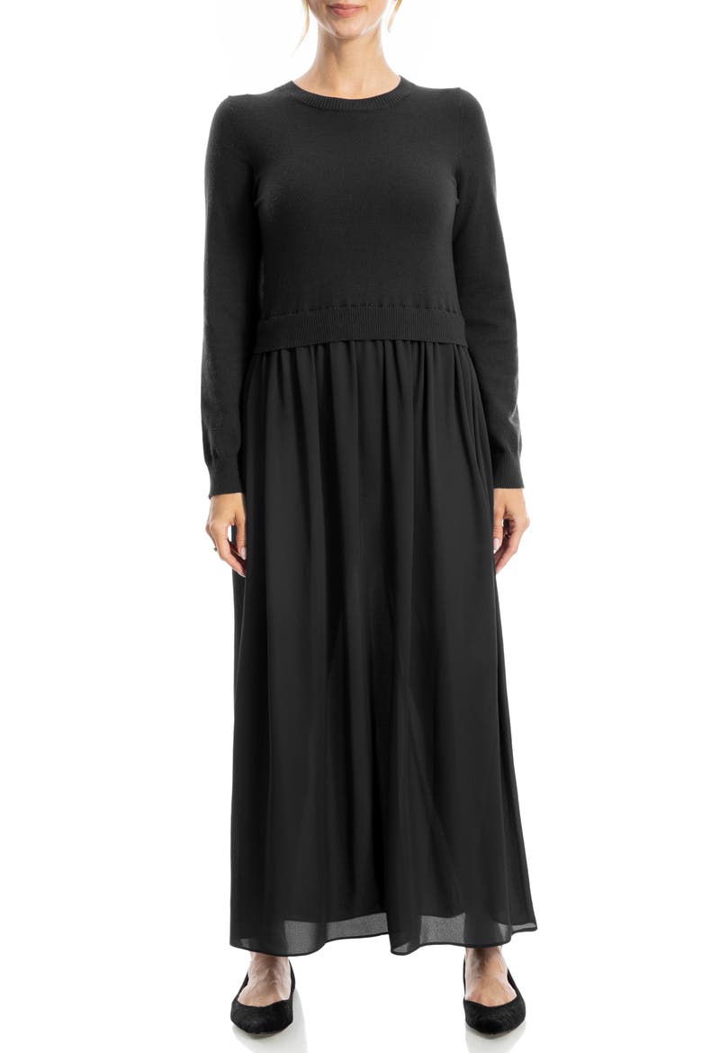 Twofer Long Sleeve Sweater Dress, Alternate, color, BLACK/ BLACK