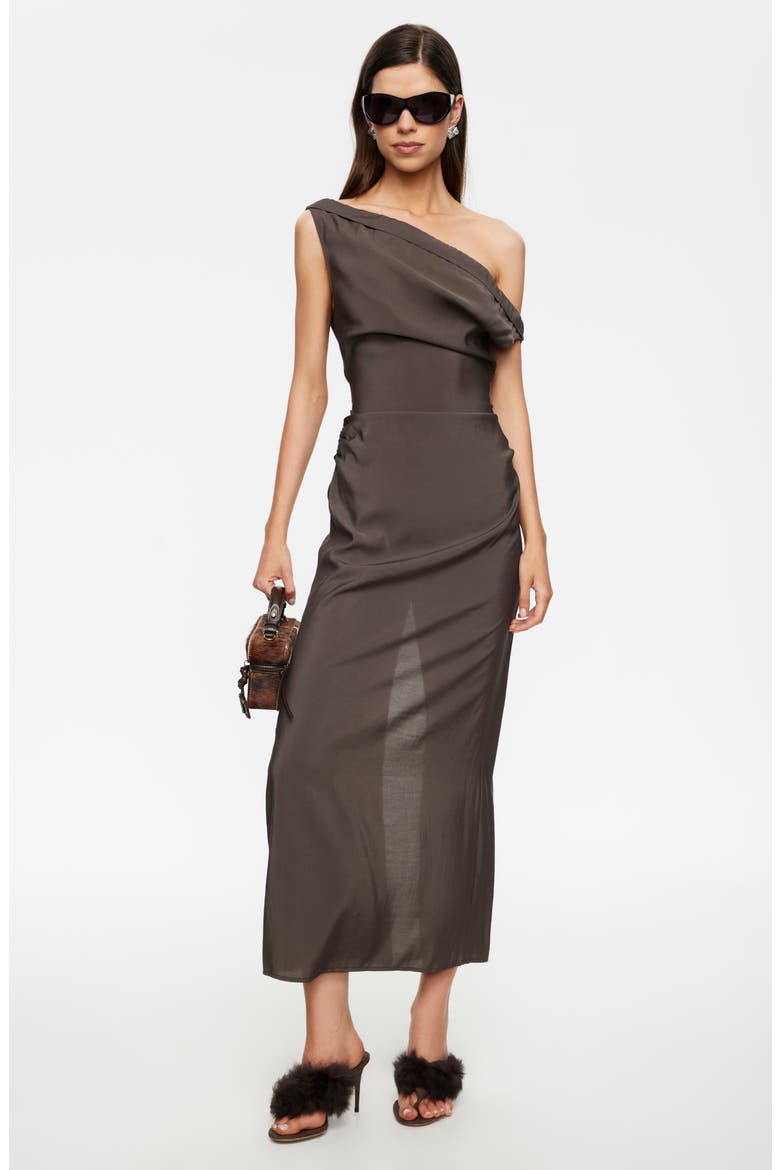 Sweetheart One-Shoulder Maxi Dress, Alternate, color, COCOA