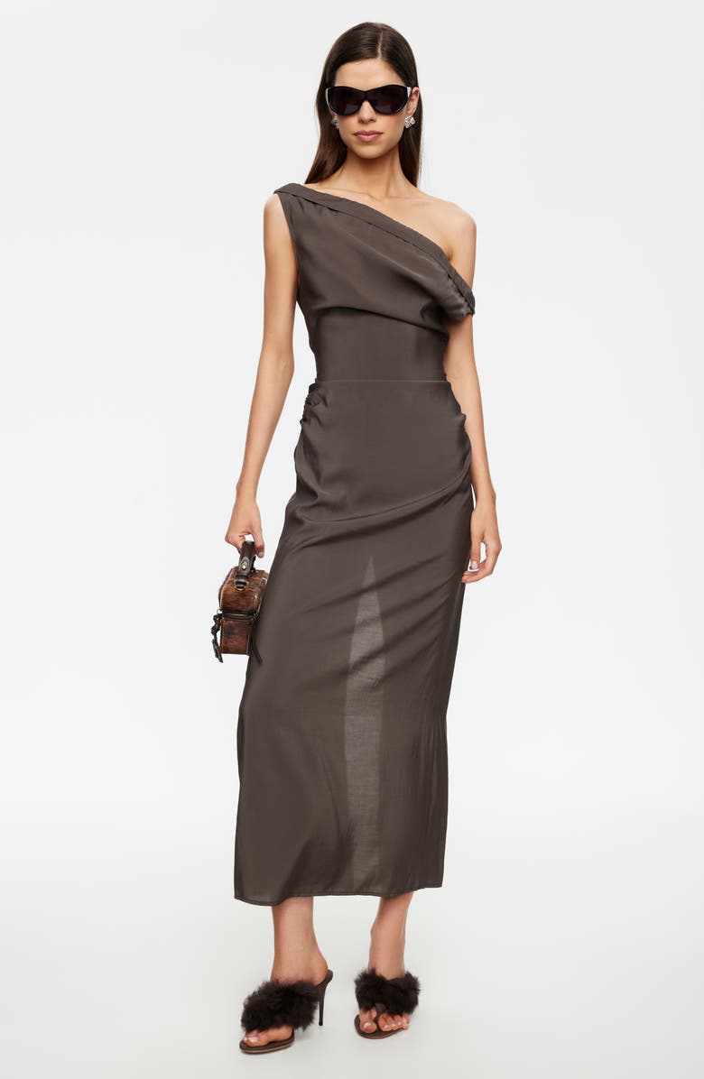 LIONESS Sweetheart One-Shoulder Maxi Dress, Alternate, color, Cocoa