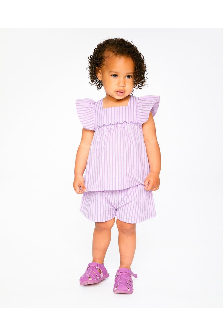 Stripes Top and Short Set, Alternate, color, Lavender Stripes