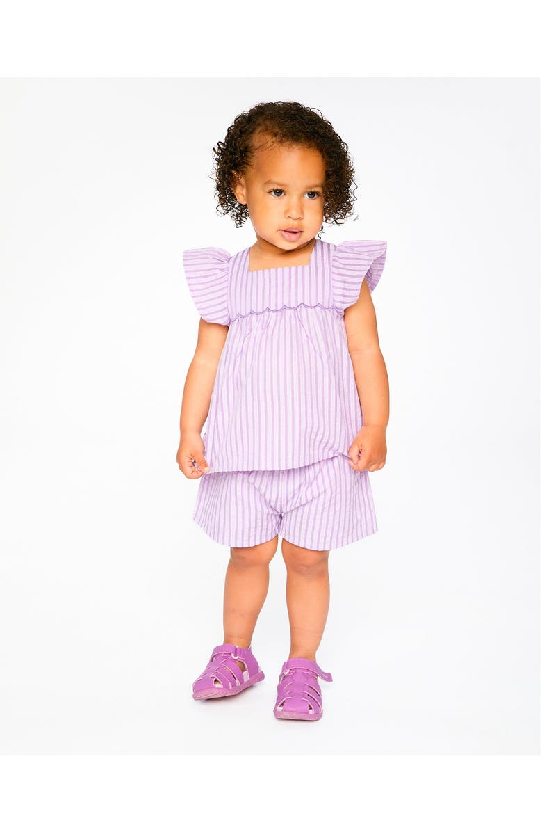Deux par Deux Stripes Top and Short Set, Alternate, color, Lavender Stripes